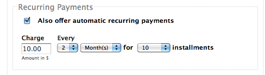 Recurring Payments Screenshot